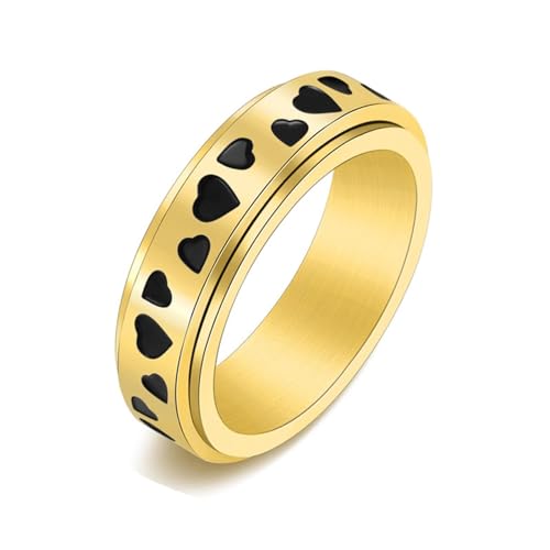NXNONEPD Anxiety Ring, Männer Hochzeitsband Liebe Herz Rotatable Frauen Schmuck Edelstahl Geschenk für Geburtstagsfeier von NXNONEPD