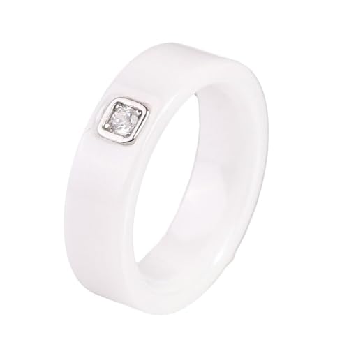 NXNONEPD CZ Ehering, Ring für Frauen Vintage Keramik 6mm Ring mit kubischem Zirkonia Band Ring Weiß/Schwarzer Männer Mode Schmuck von NXNONEPD