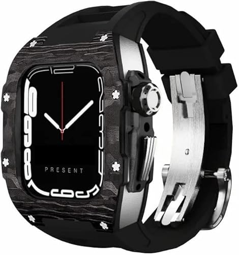 NXNONEPD Carbon Fiber Rm Watch Band Mod Kit，For Case And Band 45mm 44mm，Fluororubber Watch Strap+Cover Retrofit set，For Iwatch Series8 7 6 5 4 SE von NXNONEPD