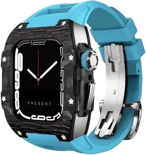 NXNONEPD Carbon Fiber Rm Watch Band Mod Kit，For Case And Band 45mm 44mm，Fluororubber Watch Strap+Cover Retrofit set，For Iwatch Series8 7 6 5 4 SE von NXNONEPD