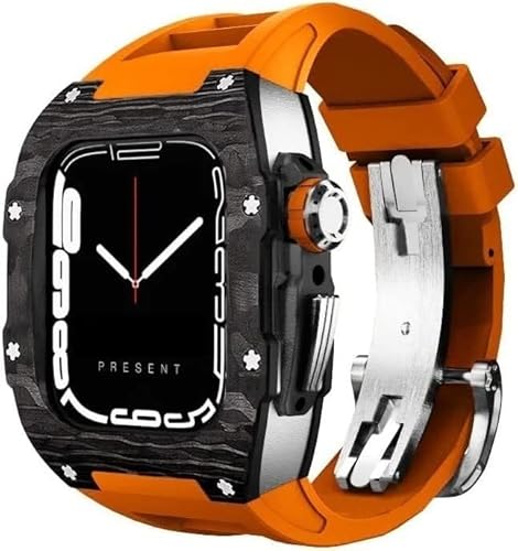 NXNONEPD Carbon Fiber Rm Watch Band Mod Kit，For Case And Band 45mm 44mm，Fluororubber Watch Strap+Cover Retrofit set，For Iwatch Series8 7 6 5 4 SE von NXNONEPD