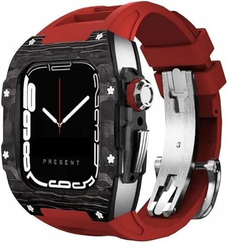 NXNONEPD Carbon Fiber Rm Watch Band Mod Kit，For Case And Band 45mm 44mm，Fluororubber Watch Strap+Cover Retrofit set，For Iwatch Series8 7 6 5 4 SE von NXNONEPD