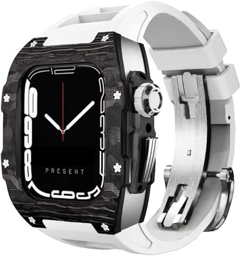 NXNONEPD Carbon Fiber Rm Watch Band Mod Kit，For Case And Band 45mm 44mm，Fluororubber Watch Strap+Cover Retrofit set，For Iwatch Series8 7 6 5 4 SE von NXNONEPD