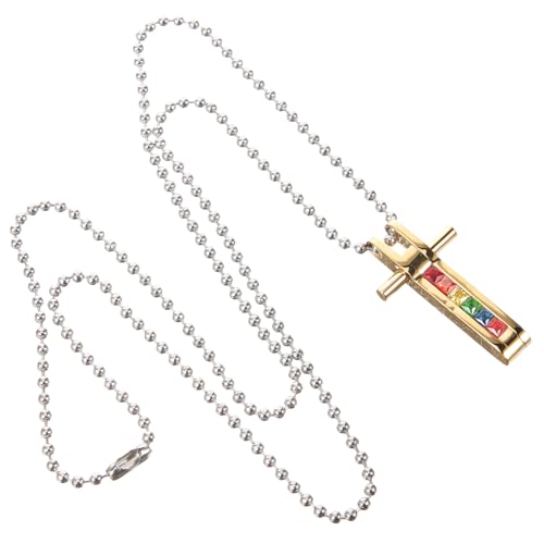 NXNONEPD Chic Rainbow Cross Anhänger Halskette Stolz Halskette für Männer Metallkreuzfahrzeughänge -Cross Anhänger leicht zu tragen NXNONEPD Chic Rainbow Cross Anhänger Halskette Stolz Halskette für Männer Metallkreuzfahrzeughänge -Cross Anhänger leicht zu tragen von NXNONEPD