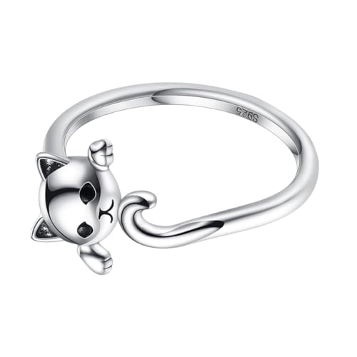 NXNONEPD DEALTE CAT CAT MODELLING Schmuckring in 925 Silber für Frauen Mädchen Open Ring Mode Ring von NXNONEPD
