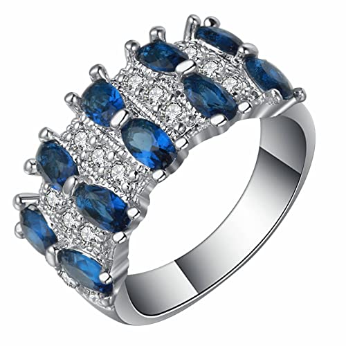 NXNONEPD Damen Kubikzirkonia Eheringe, silberne Eheringe Frauen Luxus mit ovaler Form Kubikzirkonia Ringgröße L 1/2-T 1/2 von NXNONEPD