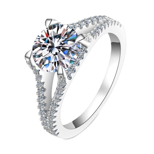NXNONEPD Damenringe in White, 18K Damenringe Ehering 4-Pong-Ring mit rundem Labor ausgebaut Diamond 2CT Ringe von NXNONEPD