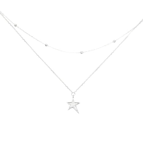 NXNONEPD Doppelschicht Sternperlen Choker Halskette für Frauen Mädchen Geburtstag Schmuck Kette Schlüsselbein Halsketten von NXNONEPD