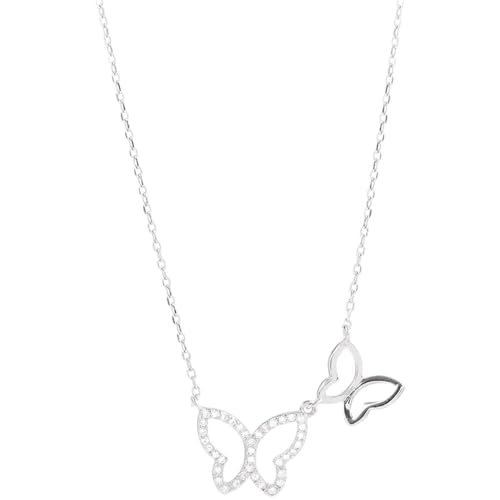 NXNONEPD Double Hollow Out Shiny Butterfly Anhänger Halsketten für Hochzeitsfeier Schmuck Schlüsselbein Halskette von NXNONEPD