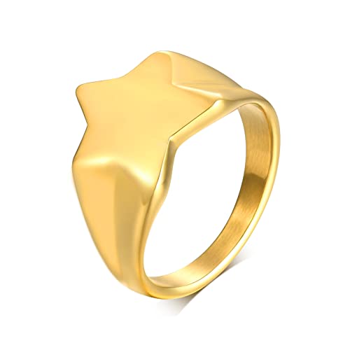 NXNONEPD Edelstahlringe, Jubiläumsband für Männer Star Signet Ringringe Größe L 1/2 bis R 1/2 von NXNONEPD