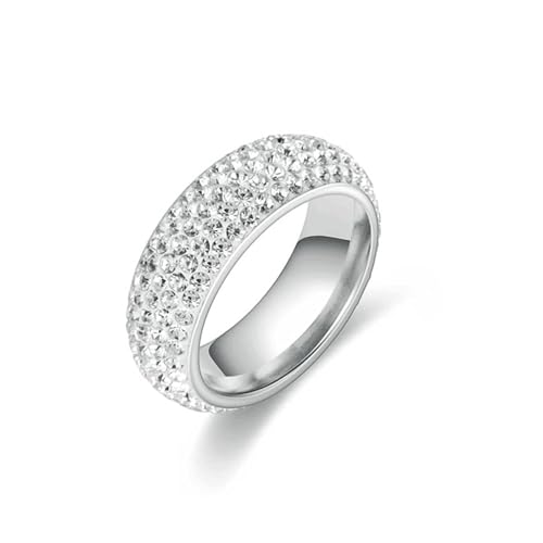 NXNONEPD Edelstahlringe, Kubikzirkonias Verlobungsring 8mm mit CZ Ehering Band Ring Frauen Schmuck für Versprechen von NXNONEPD