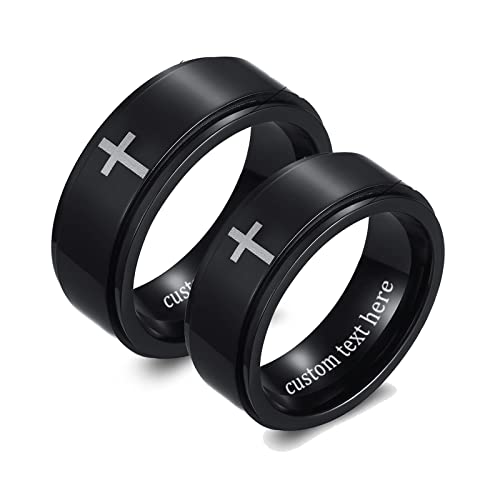 NXNONEPD Edelstahlringe Ehering 8mm Rotatable Ring mit Kreuzmuster Ehering Ring Sets Größe N 1/2-x 1/2 von NXNONEPD