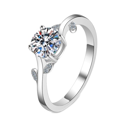 NXNONEPD Ehering 18k Weiß, Eheringe Jubiläumsblattring mit Laborgröße Diamant 1CT Ringe von NXNONEPD