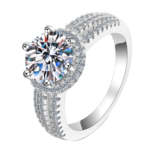 NXNONEPD Ehering Women White, 18K Versprechen Ringbänder Solitaire Ring mit Labor angebaut Diamond 2CT Ringe von NXNONEPD
