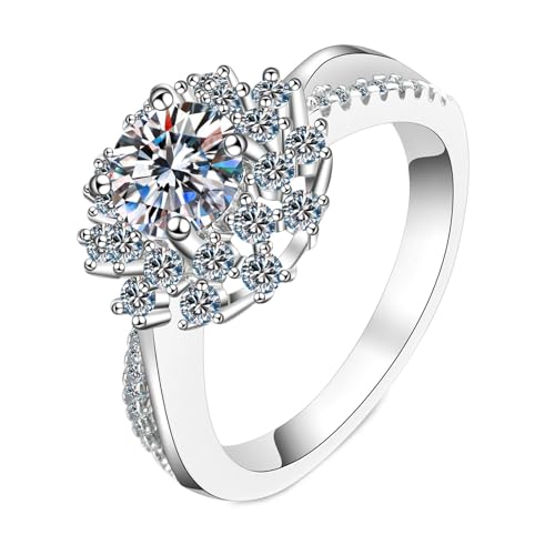 NXNONEPD Ehering Women White, 18k Verlobungsringe Ehe Ringe Blütenring mit Labor angebautes Diamant 1CT Ring von NXNONEPD