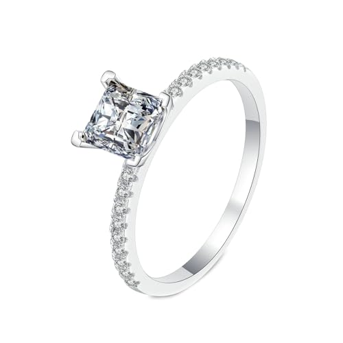 NXNONEPD Eheringe 18K, Versprechen -Ringbands für Frauen mit Princess Square Labor DIAMOND 1CT Ringen von NXNONEPD