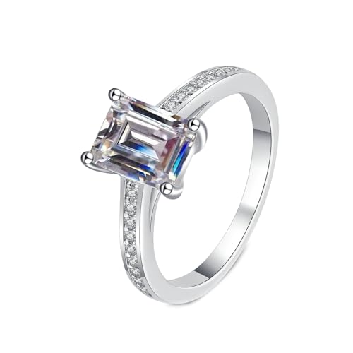 NXNONEPD Eheringe für Frauen weiß 18K, Ehering Engagement mit quadratischem Formlabor angebautes Diamantring 2CT Ringe von NXNONEPD