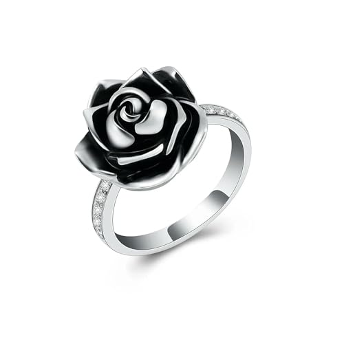 NXNONEPD Einäscherring für Asche Edelstahl Rose Blütenurne Ringe Beerdigung Finger Ringe Keepsake Memorial Ascheschmuck für Frauen Rose von NXNONEPD
