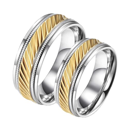 NXNONEPD Einzigartige Ehering-Ring-Männer, Bicolor-Männer und Frau Versprechen Ringe, Edelstahlring einzigartig für Freund von NXNONEPD