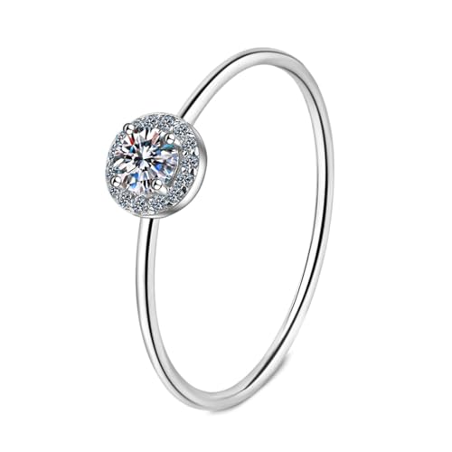 NXNONEPD Frauenringe 18 K White, Frauenringe Hochzeitshalo -Ring mit Labor ausgenommener Diamant 0,3ct Ring von NXNONEPD