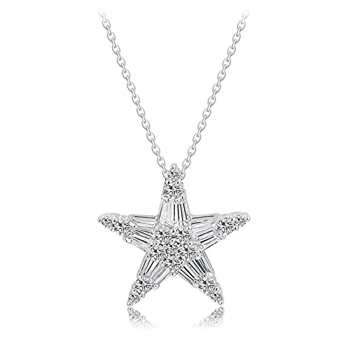 NXNONEPD Freundschaft Halskette, Vintage -Anhänger Halskette Kabel Runde Form Kubikzirkonia Fünf Sterne Design Engagement Halskette 450 mm von NXNONEPD