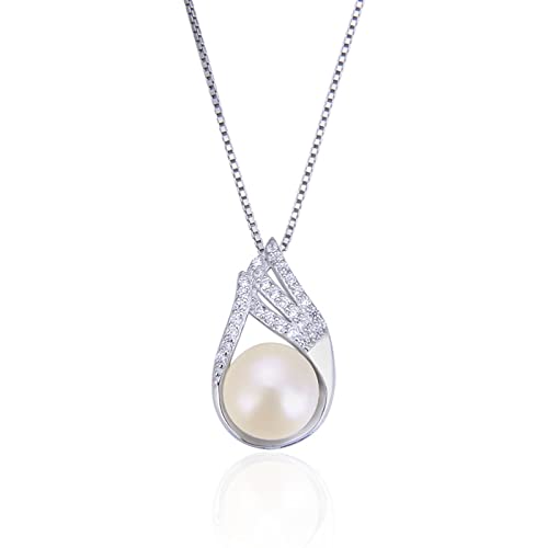 NXNONEPD GSZCCZS Women 925 Halskette, Vintage Pearl Anhänger Halskette Geometrische Kastenkette Einfache Halskette 17x9.8mm von NXNONEPD