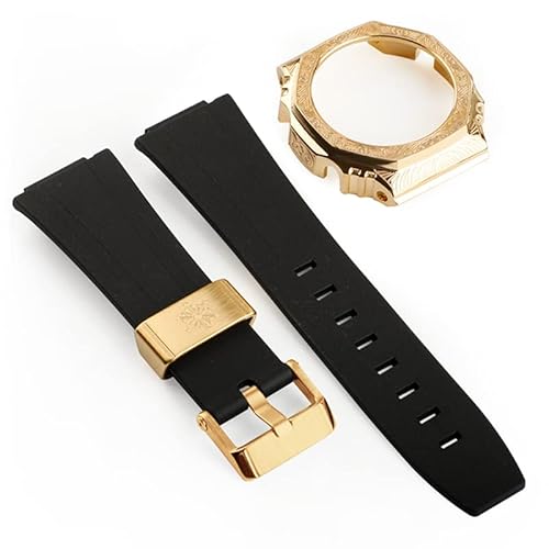 NXNONEPD Gummi -Gurtgurt der dritten Generation geschnitzt Edelstahl Uhr Wachabdeckung für GA2100 Nachrüst- und Upgrade -Uhrengurt von NXNONEPD