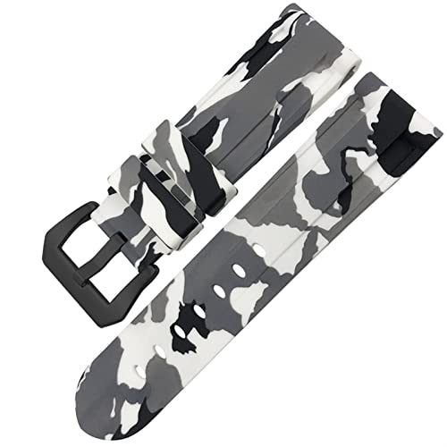 NXNONEPD Gummi Uhr mit Schmetterlingsverschluss 24 mm 26 mm für Sports Uhr Silikon Bunte Taucherluminor/graue Tarnung Schwarz 2/24mm von NXNONEPD