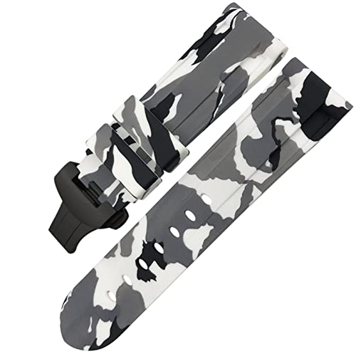 NXNONEPD Gummi Uhr mit Schmetterlingsverschluss 24 mm 26 mm für Sports Uhr Silikon Bunte Taucherluminor/graue Tarnung Schwarz 2/24mm von NXNONEPD