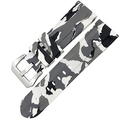NXNONEPD Gummi Uhr mit Schmetterlingsverschluss 24 mm 26 mm für Sports Uhr Silikon Bunte Taucherluminor/graue Tarnung Schwarz 2/24mm von NXNONEPD
