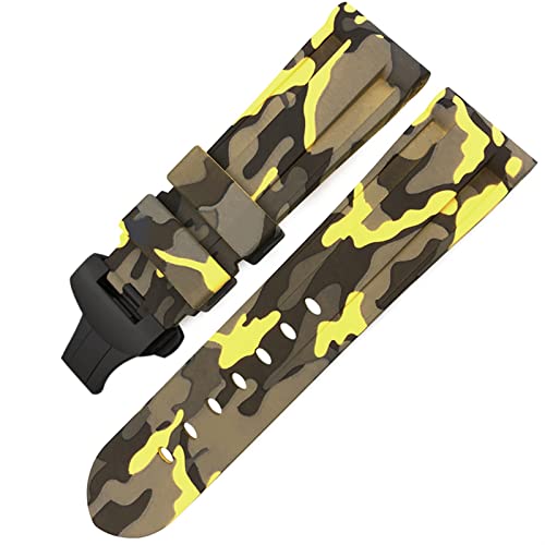 NXNONEPD Gummi Uhr mit Schmetterlingsverschluss 24 mm 26 mm für Sports Uhr Silikon Bunte Taucherluminor/graue Tarnung Schwarz 2/24mm von NXNONEPD