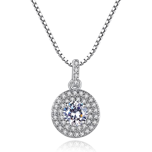 NXNONEPD Halskette Ästhetik, Anhänger Halskette zierliche Box runde Form Kubikzirkonia runde kubische Zirkonia Design Hochzeit Halskette 450mm von NXNONEPD