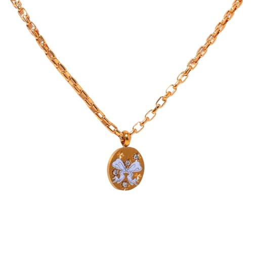 NXNONEPD Halskette Exquisit Ted Bowknot Anhänger Schlangeblattkette Verstellbarer Halskragen Schmuck von NXNONEPD