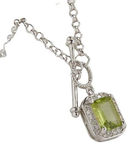 NXNONEPD Halskette Frauen Silber Sterling Eingelegtes Zirkon natürlicher Peridot ot Schnalle Summer Beach Boho Kristalljuwelen für Frauen Mädchen Schmuck Schmuck von NXNONEPD
