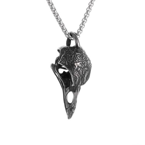 NXNONEPD Halskette Herren Halskette, fähiger und personalisierter Schmuck Retro Gothic 3d Crow Skull Anhänger für Männer Frauen Punk Hip Hop Rock Tier Geschenk von NXNONEPD