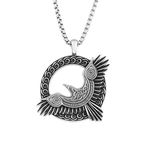 NXNONEPD Halskette Norse Mythologie Eagle Steel Odin Raven Anhänger für Männer kühle Amulettschmuck Geschenke, Sterlingsilber, kein Edelstein NXNONEPD Halskette Norse Mythologie Eagle Steel Odin Raven Anhänger für Männer kühle Amulettschmuck Geschenke, Sterlingsilber, kein Edelstein von NXNONEPD