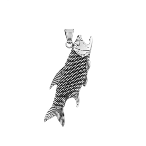 NXNONEPD Halskette Punk Hip Hop 316L Stahlfischstift Halsketten für Männer Frauen Silber Farbe Tierschmuck Fischereiliebhaber Geschenke, Sterling Silber, kein Edelstein von NXNONEPD
