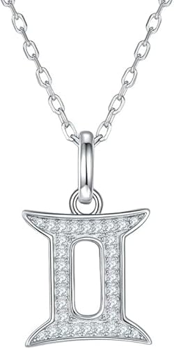 NXNONEPD Halskette Silber glänzende Halsketten Sterling zwölf Sternbilder Moissanit Inlay Zodiac Anhänger für Frauen Schmuck von NXNONEPD