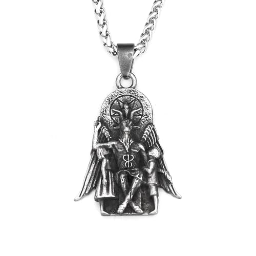 NXNONEPD Halskette Vintage 316L Stahl Luzifer mit Anubis Charm anheizt Halsketten für Männer Frauen Amulettschmuck Geschenke, Sterling Silber, kein Edelstein von NXNONEPD