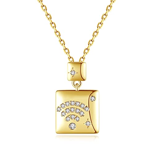 NXNONEPD Halskettenschmuck, Anhänger Halsketten verlängerte Kabel Kabel Zirkonia Quadratische Konstruktion mit WiFi -Symbol Valentinstag Halskette 450 mm von NXNONEPD