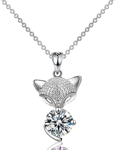 NXNONEPD Halskettenzubehör Sterling Silber Fuchs für Frauen und Männer, Kristallpendelland Schmuckkugelkette Halskette, Mädchen anfängliche Frauen, Therian von NXNONEPD