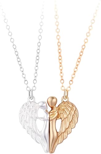 NXNONEPD Halskettenzubehör Sterling Silber Umarmung für Frauen und Männer, umarmte Hundehalskette, Mutterkind umarmt, Engel Wings Pendant, zwei Hände Umarmungen Küsse umarmen Halsketten von NXNONEPD