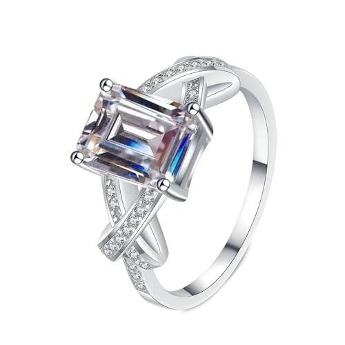 NXNONEPD Heiratsringe für Frauen 18k Weiß, Heiratsring -Verlobungsring Baguette Form Labor DIMAMOND RING 3CT RINGEN von NXNONEPD