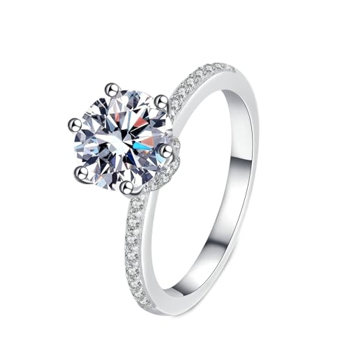 NXNONEPD Hochzeitsring weiße Frauen, 18k Anniversary Band Rings 6-prong-Solitärring mit Laboranbaut Diamond 2CT Ring von NXNONEPD