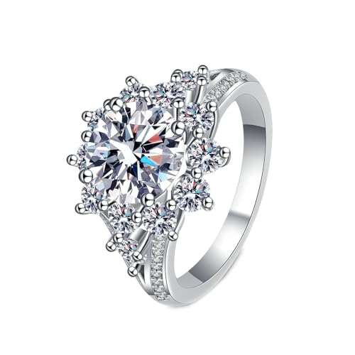 NXNONEPD Hochzeitsringe Schmuck 18k Weiß, Ehering Schmuck Blütenring mit Labor angebaut Diamant 3CT Ringen von NXNONEPD