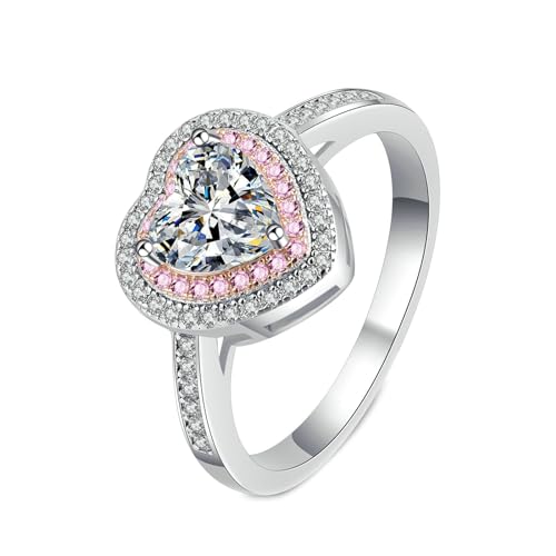 NXNONEPD Hochzeitsringe Schmuck 18k Weiß, Heiratsring -Verlobungsring Herz Ring mit Labor angebautes Diamant 1CT Ring von NXNONEPD