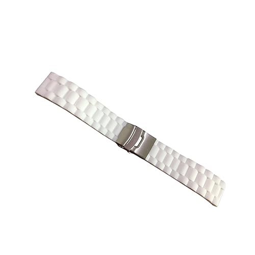 NXNONEPD Klapperhalter Watchband Elbow Watch Band Deployment Schnalle Gurt Elbow Watchband Deployment Schnalle Streifen Watchbands weiche Bänder Armband Armband Weiß von NXNONEPD