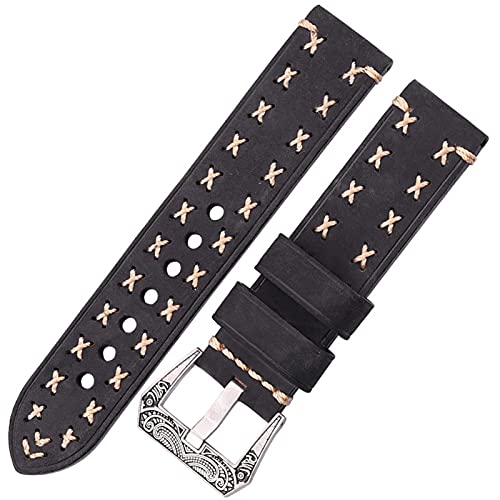 NXNONEPD Leder Uhrenbänder mit Retro Edelstahlschnalle 22mm 24mm Uhr Accessoires Frauen echtes Leder handgefertigtes Uhren Bandgurt von NXNONEPD