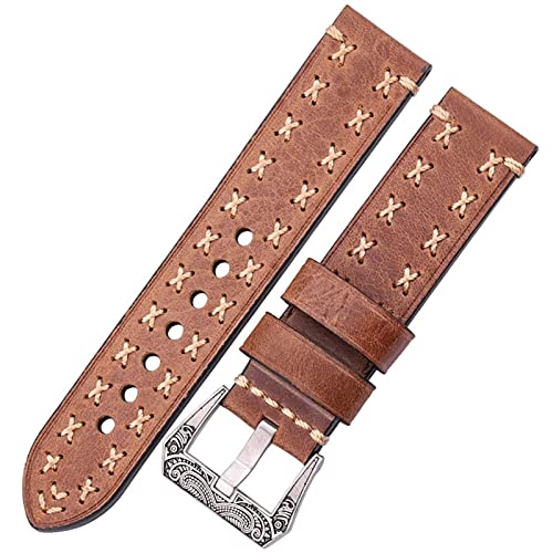 NXNONEPD Leder Uhrenbänder mit Retro Edelstahlschnalle 22mm 24mm Uhr Accessoires Frauen echtes Leder handgefertigtes Uhren Bandgurt von NXNONEPD