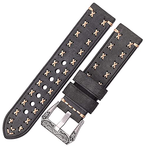 NXNONEPD Leder Uhrenbänder mit Retro Edelstahlschnalle 22mm 24mm Uhr Accessoires Frauen echtes Leder handgefertigtes Uhren Bandgurt von NXNONEPD